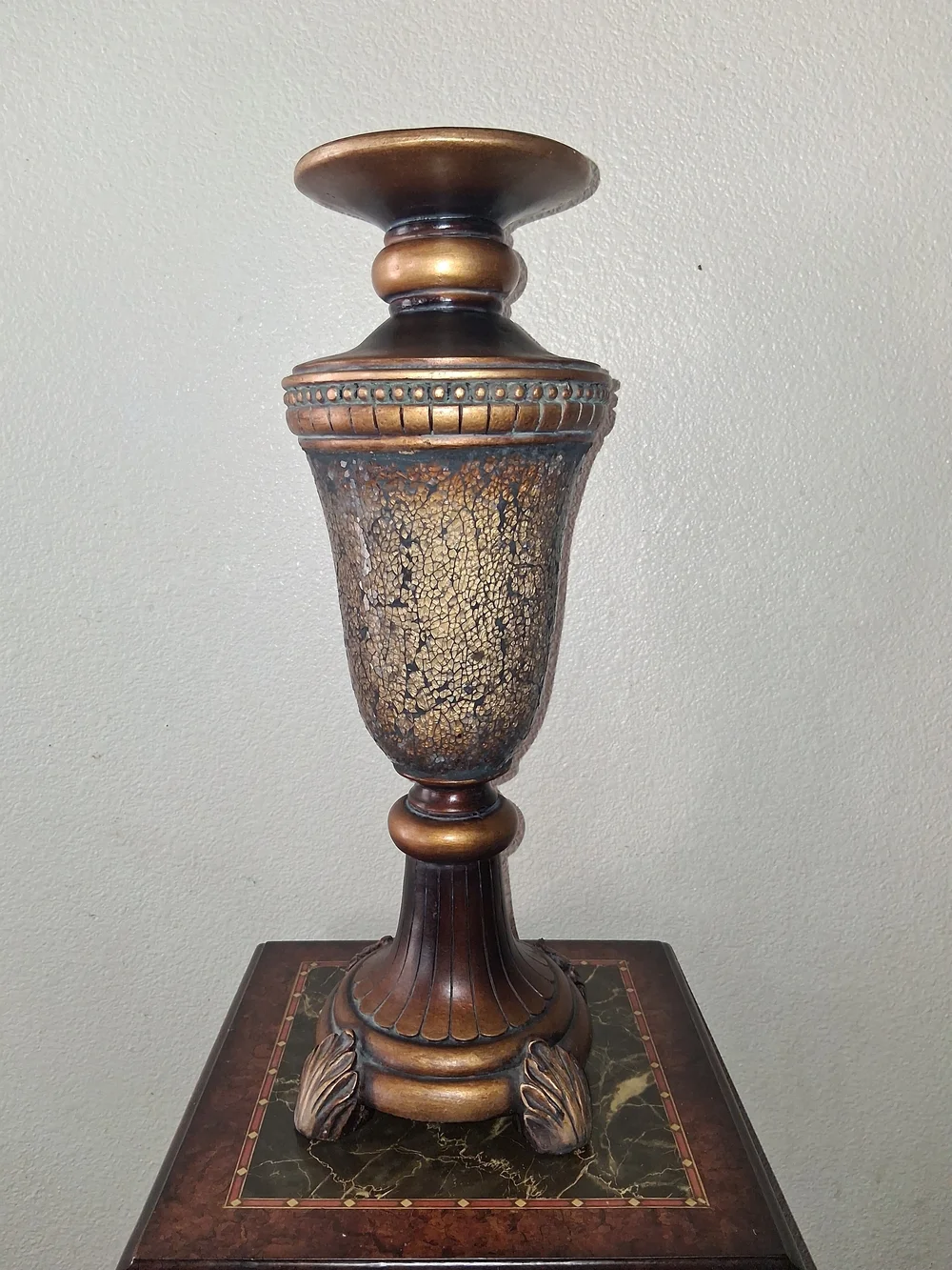 Antique-Style Gold and Bronze Decorative Urn Accent Statement Piece Easel Decor